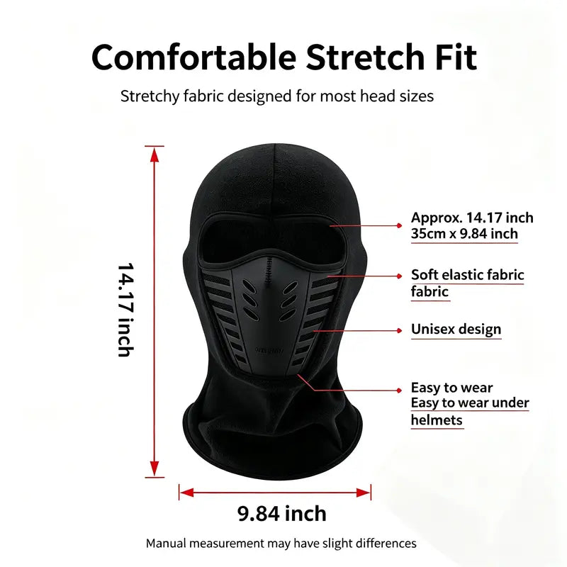 Unisex Fleece Full Face Balaclava Ski Mask - Windproof, Anti-Haze, Soft Sports & Outdoor Hat