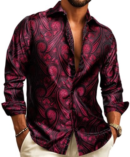 Men's Paisley Jacquard Shirt – Refined Long-Sleeve Style for Weddings and Evening Wear