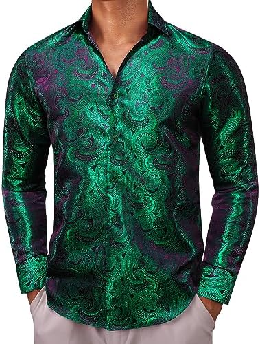 Men's Paisley Jacquard Shirt – Refined Long-Sleeve Style for Weddings and Evening Wear
