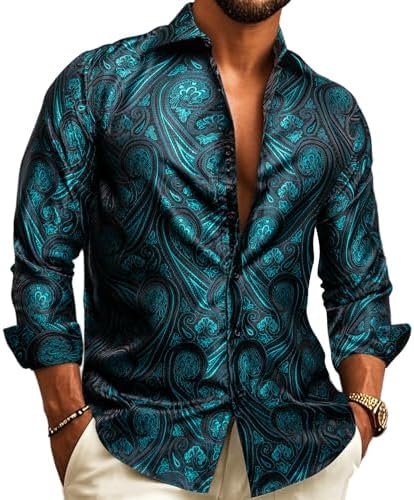 Men's Paisley Jacquard Shirt – Refined Long-Sleeve Style for Weddings and Evening Wear
