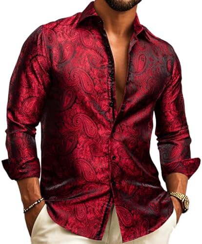 Men's Paisley Jacquard Shirt – Refined Long-Sleeve Style for Weddings and Evening Wear