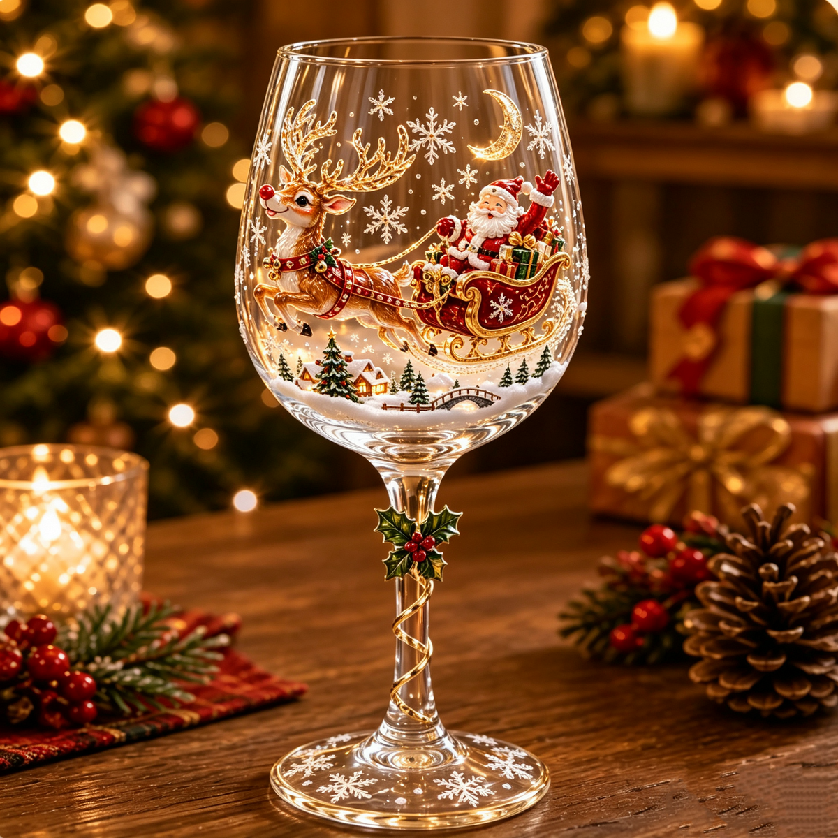 3D Christmas Wine Glasses β Festive Sipping with Yuletide Charm