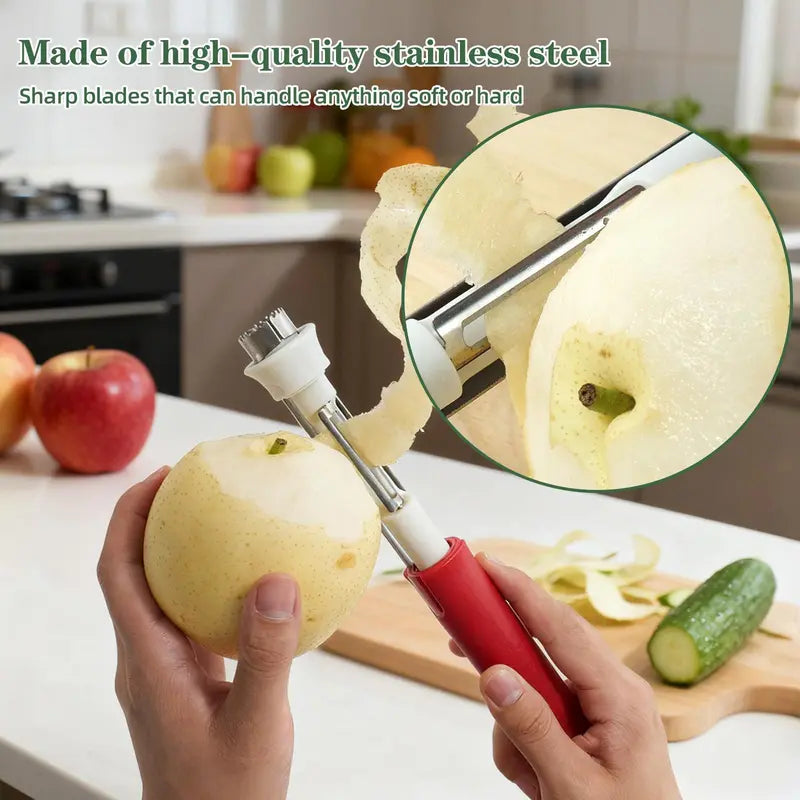 2 in 1 Apple Corer and Peeler, Apple Core Removal Tool, Stainless Steel Fruit Corer