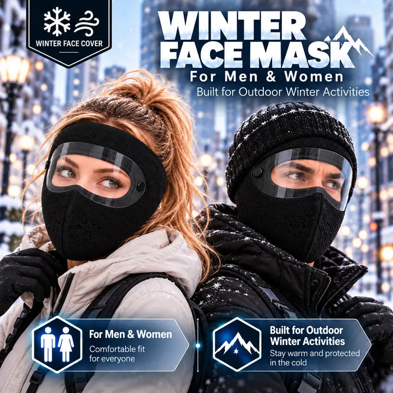 Winter Face Mask with Detachable Goggles, Windproof Thermal Fleece Lined Full Face Cover