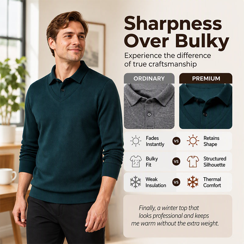 Men's False Two-Piece Long Sleeve Top – Smart Casual Two-Piece Look Without The Fuss
