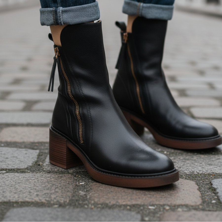 Pernelle | Leather Boots with Block Heel