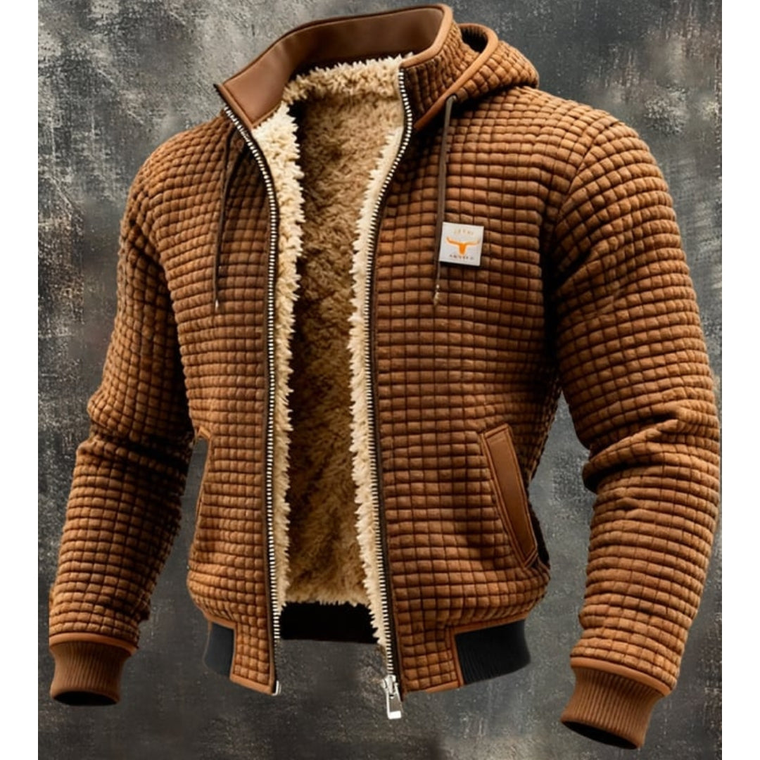 Men's Thermal Fleece Winter Jacket – Quilted Hooded Zip-Up Coat with Sherpa Lining and Wind-Resistant Finish