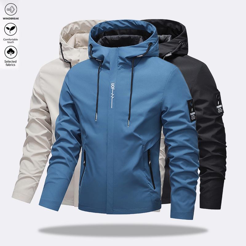 Men's Hooded Jacket – Waterproof & Windproof with a Drawstring