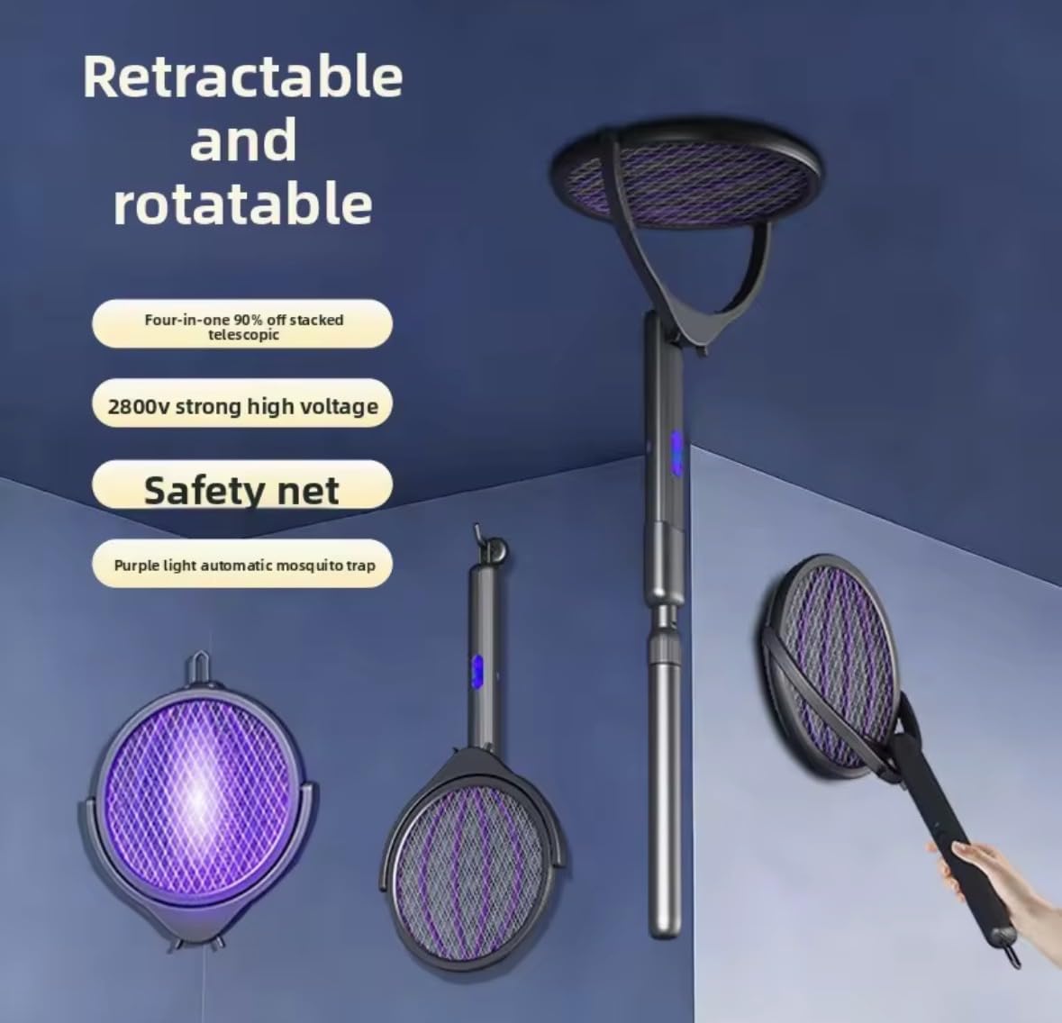 Foldable Electric Bug Swatter Racket