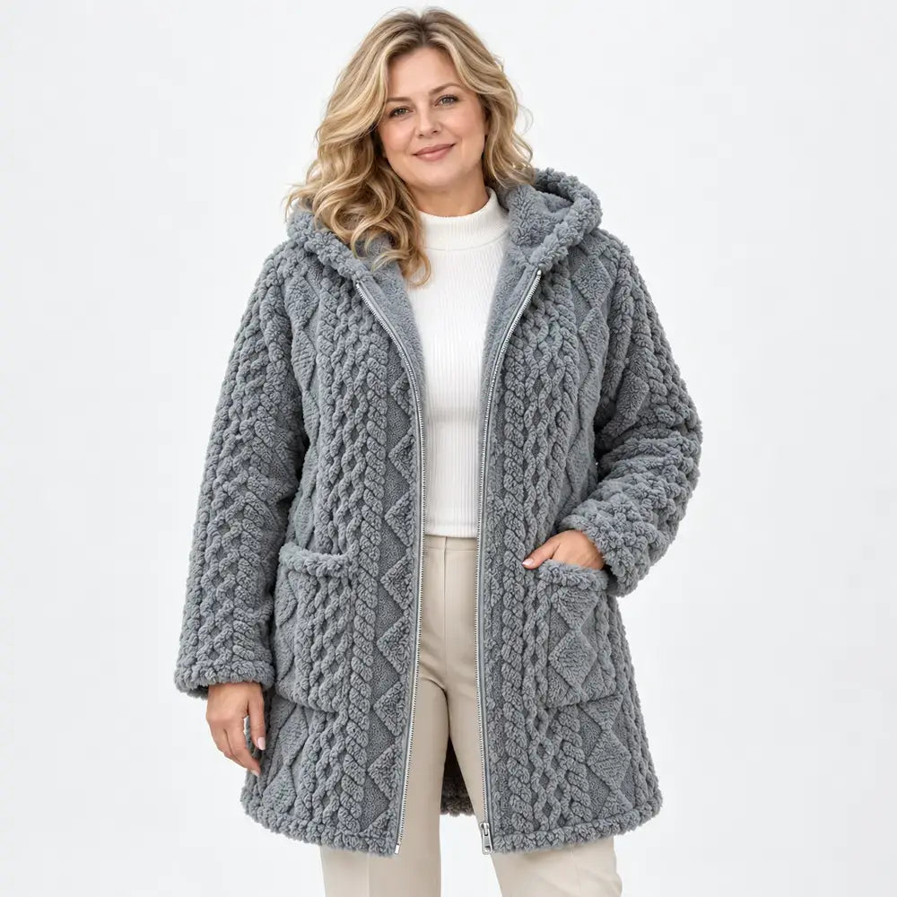 Women's Zip-Up Cardigan, Smooth Material, Reversible and Plush, Casual Style, Ideal for Autumn and Winter
