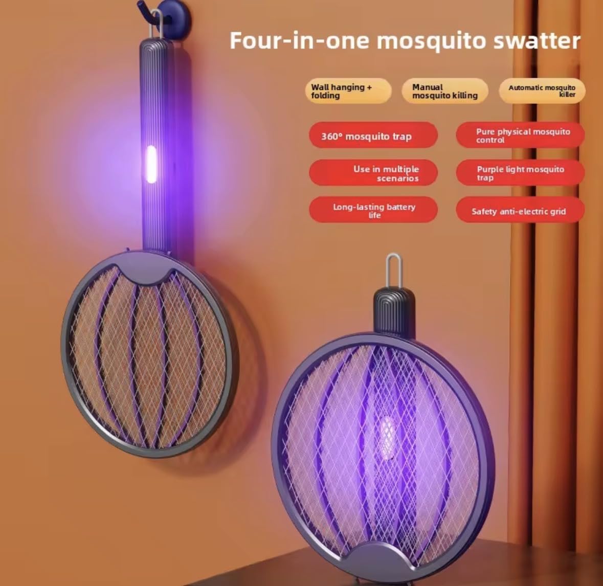 Foldable Electric Bug Swatter Racket