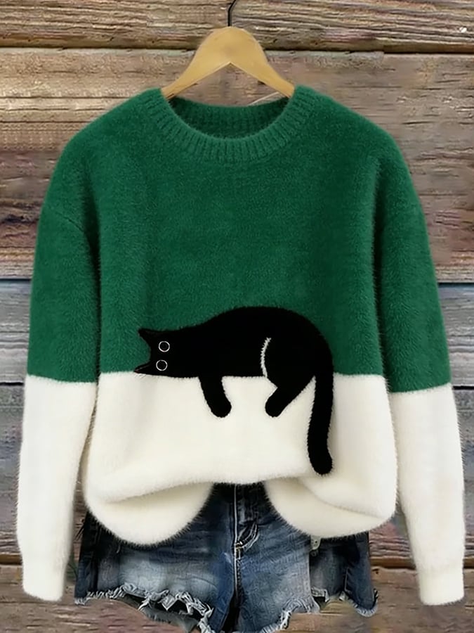 Women's Sweatshirt with Cat Graphic