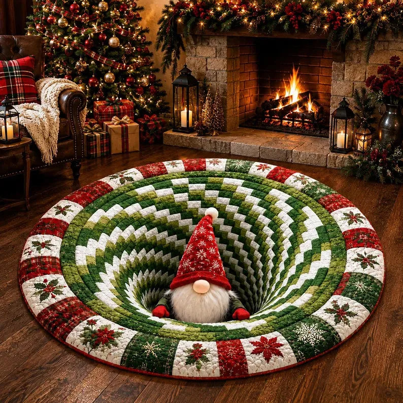 3D Swirl Quilted Christmas Rug