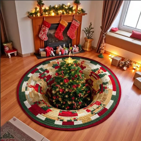 3D Swirl Quilted Christmas Rug