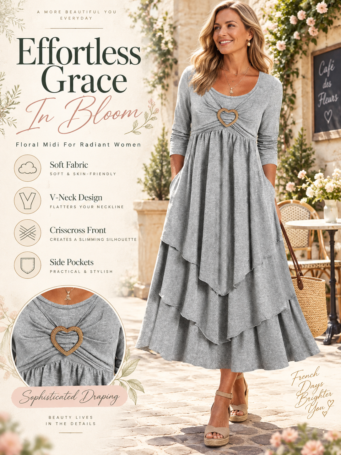 Waist-Cinching Dress With Heart Decoration
