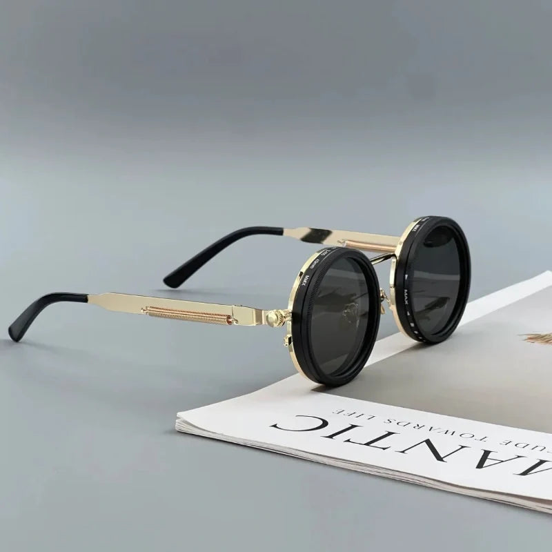 Sunglasses with Adjustable ND Filter Lenses and Round Frame