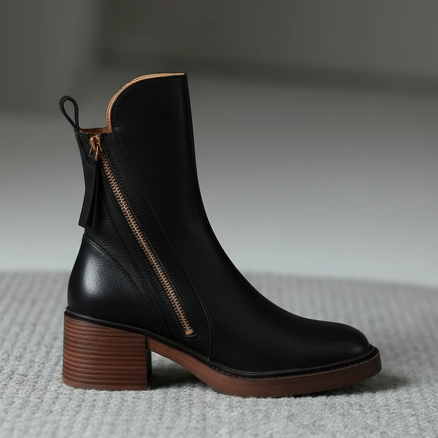 Pernelle | Leather Boots with Block Heel