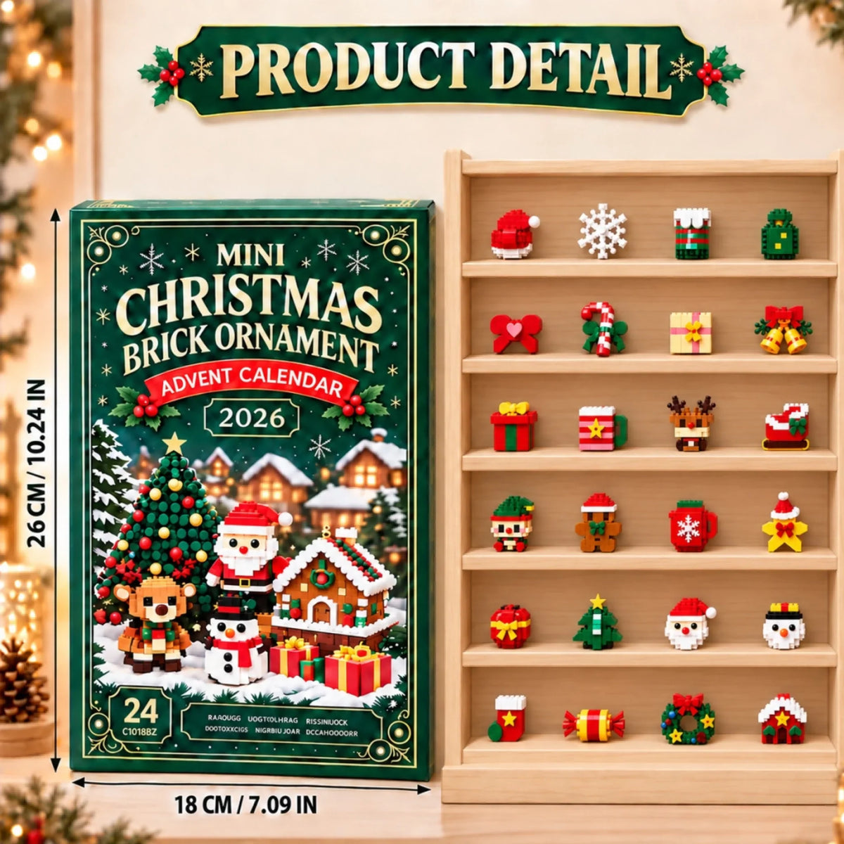 Mini Christmas Brick Ornament Advent Calendar - Holiday Tree Decorations