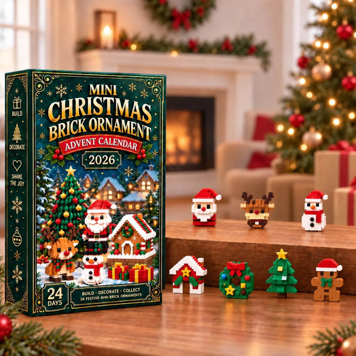 Mini Christmas Brick Ornament Advent Calendar - Holiday Tree Decorations