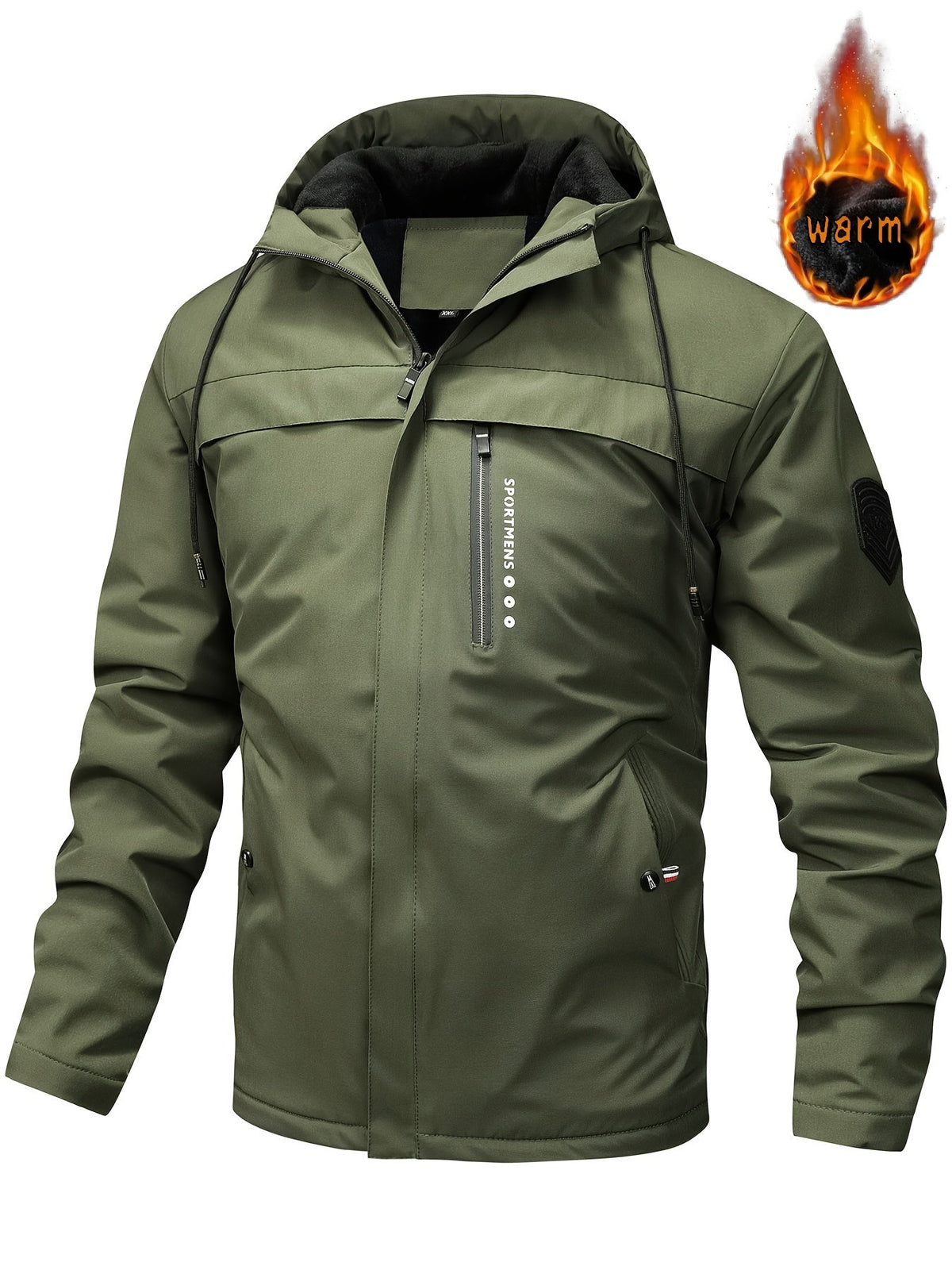Men's Hooded Warm Wool Jacket Winter Outdoor Waterproof Jacket