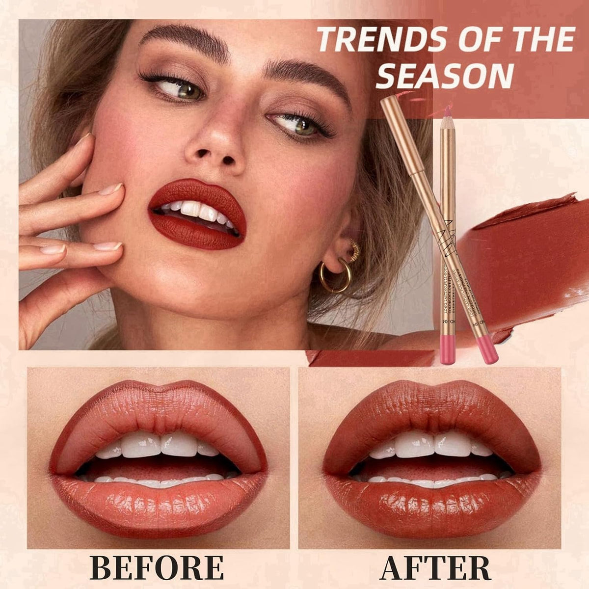 12 Pcs Matte Lip Liner Set with Sharpener, Blendable Lip Pencil