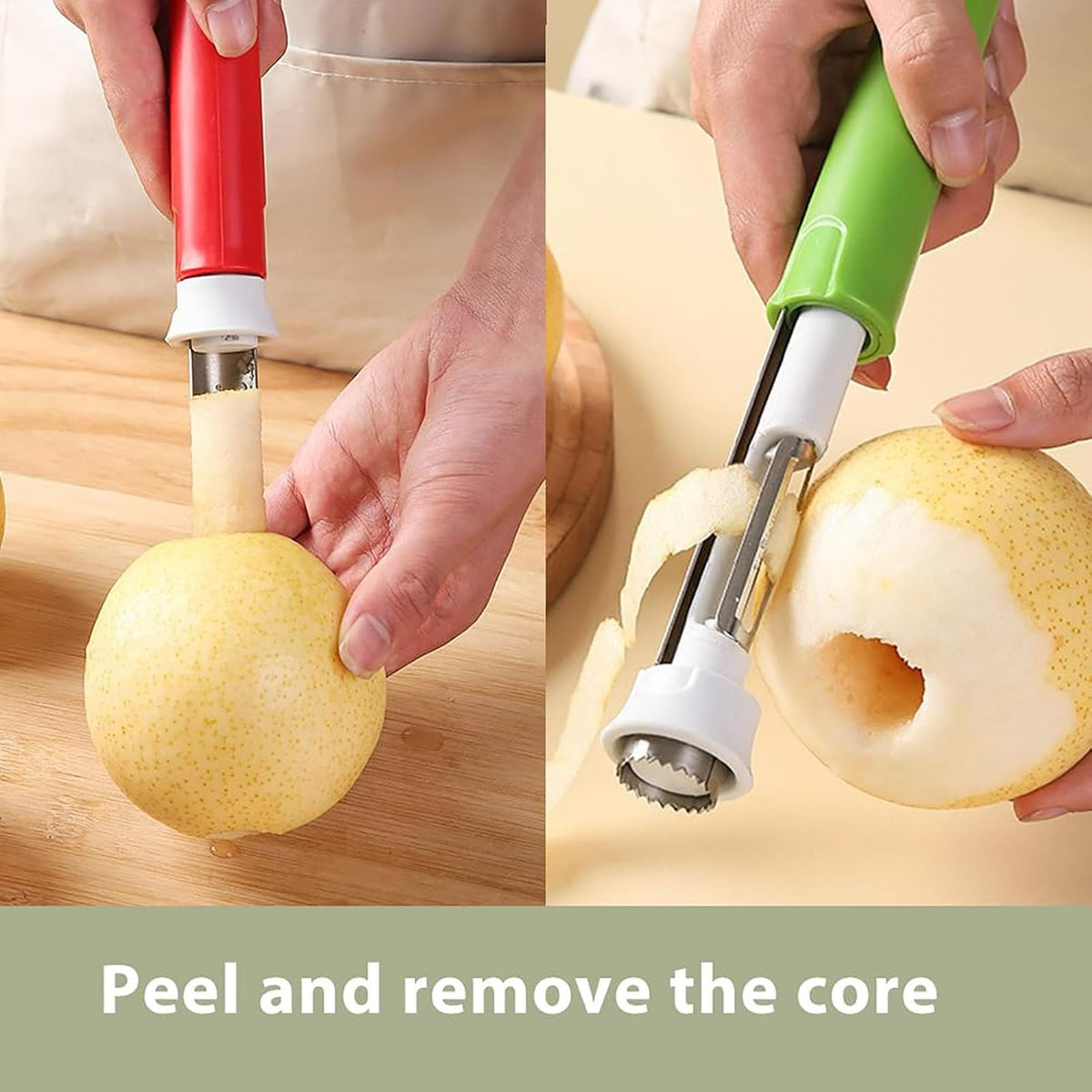 2 in 1 Apple Corer and Peeler, Apple Core Removal Tool, Stainless Steel Fruit Corer