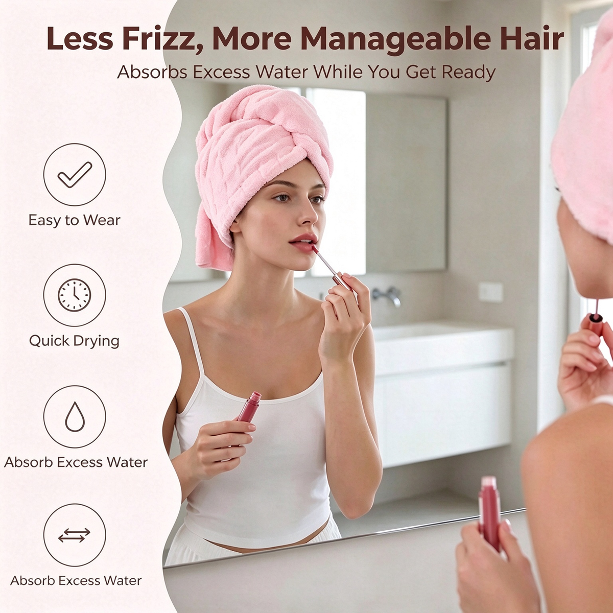 Extra-Thick Microfiber Hair Drying Towel Cap, Super Absorbent Quick-Dry Hair Wrap for Wet Hair