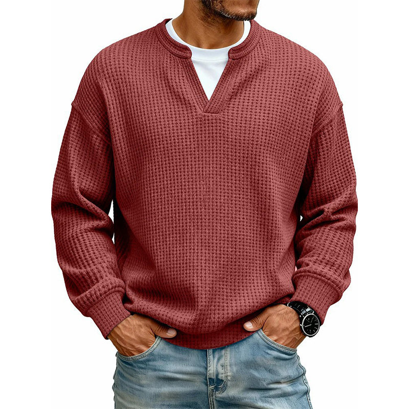 Structured Waffle Pullover for Men