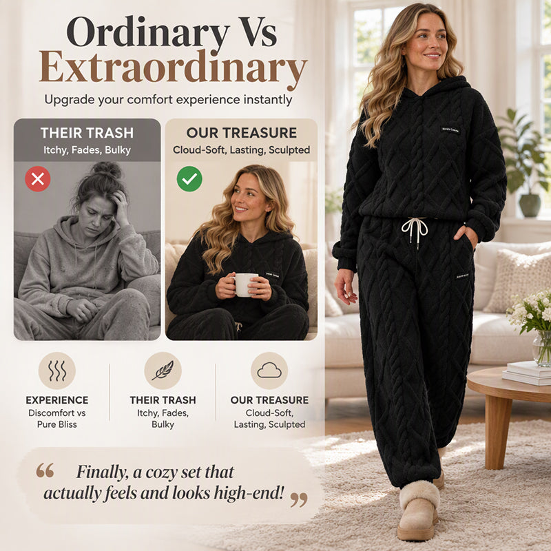Cozy Everyday Comfort Women's Plush Textured Hoodie & Pants 2-Piece Set