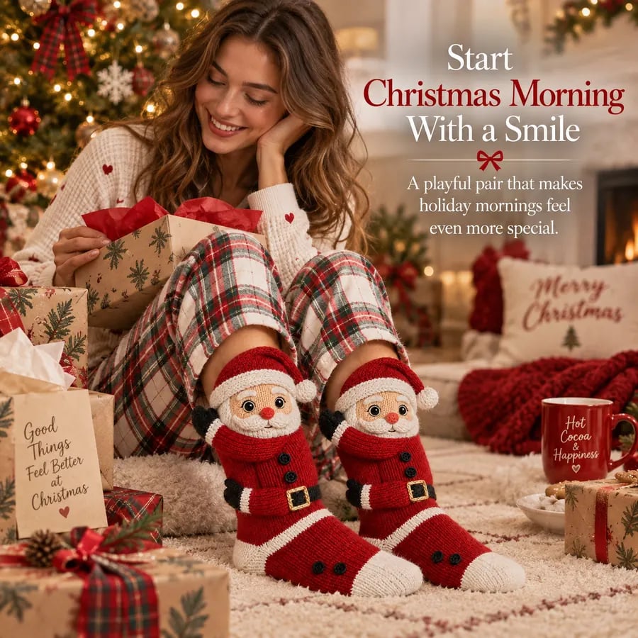 3D Hugging Christmas Cute Knit Holiday Socks