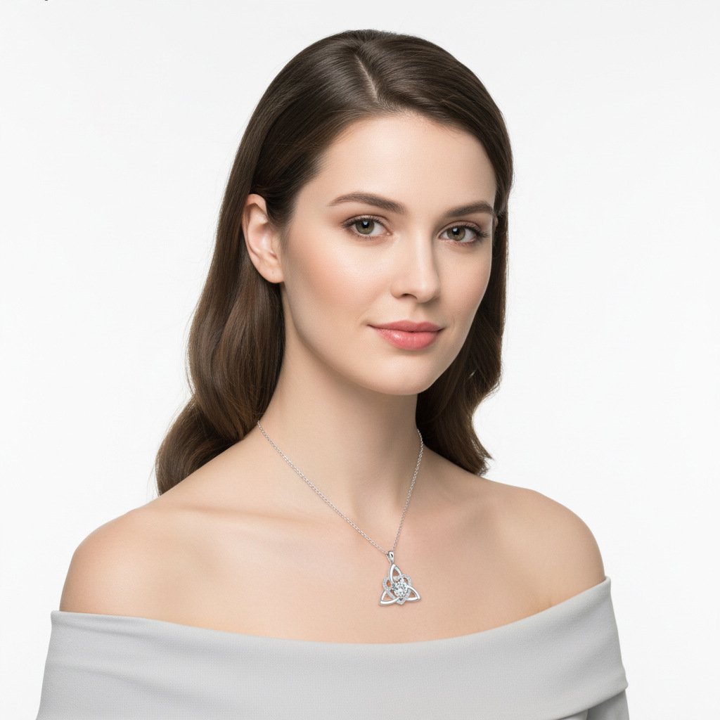 Birthstone Celtic Trinity Knot Heart Necklace Heart Shape Celtic Trinity Knot Birthstone Pendant