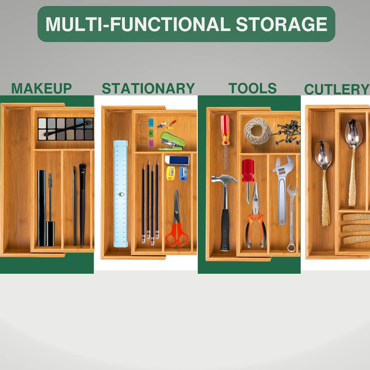 Expandable Bamboo Drawer Organizer
