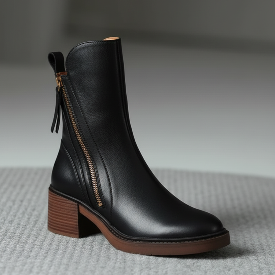 Pernelle | Leather Boots with Block Heel