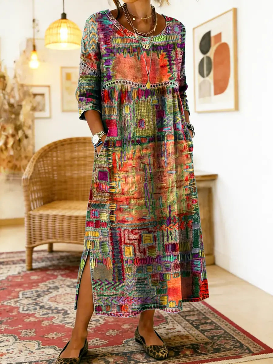 Manuela Dress with Ethnic Patchwork