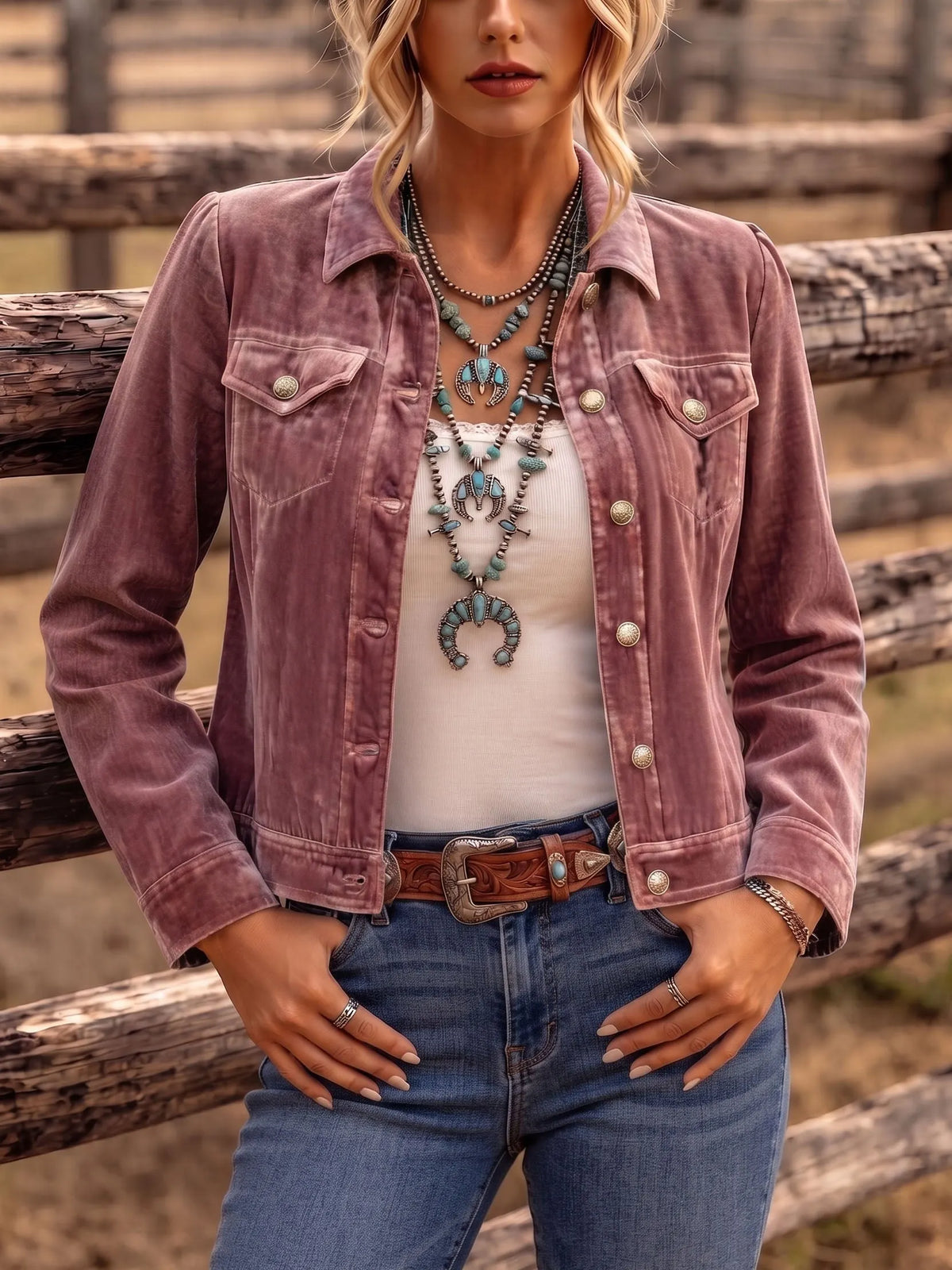 Vintage Wash Button Jacket