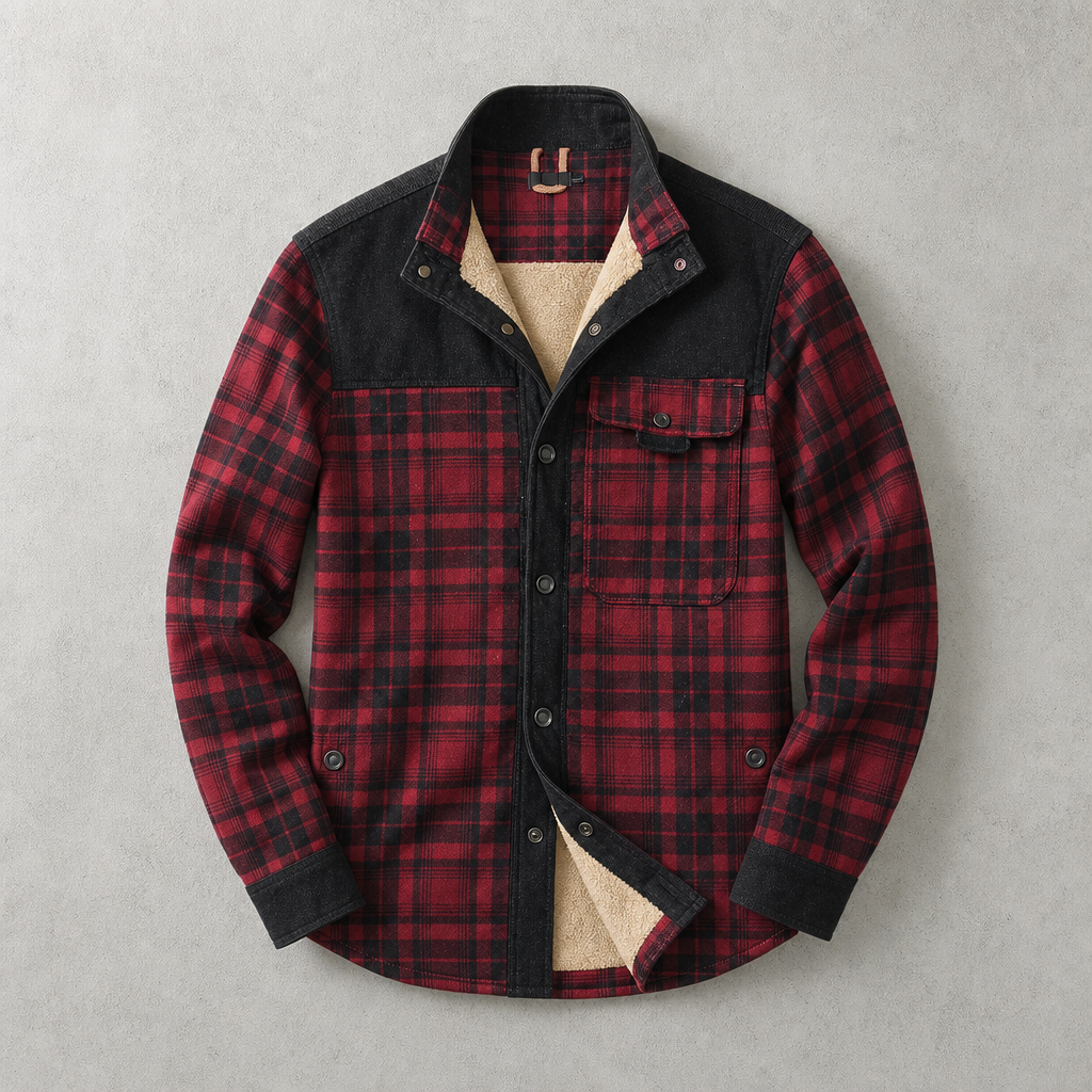 Brunico Check-Flannel Sherpa-Lined Field Overshirt