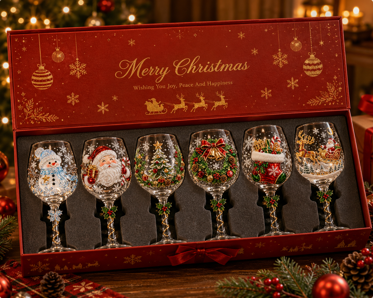 3D Christmas Wine Glasses β Festive Sipping with Yuletide Charm