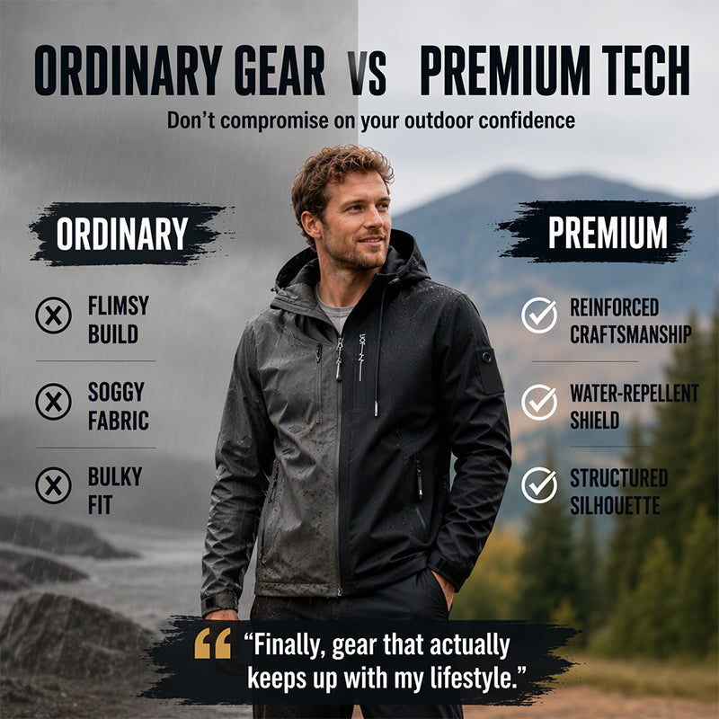 Men's Hooded Jacket – Waterproof & Windproof with a Drawstring