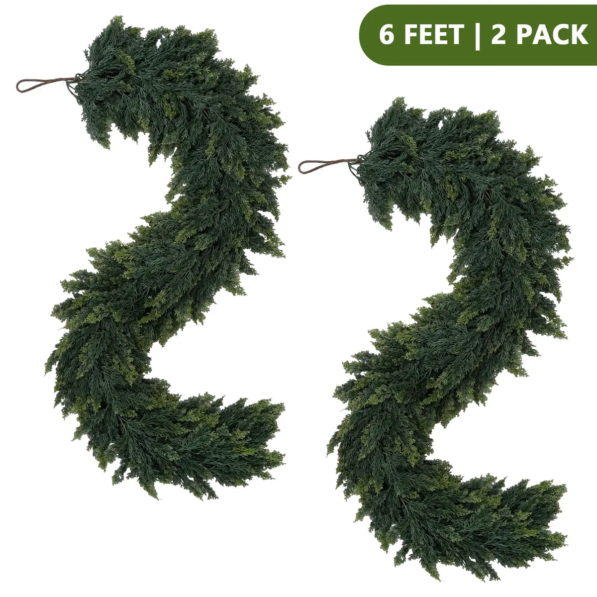6 FT 2 PCS Artificial Cedar Garlands, Real Touch Winter Cedar Garland