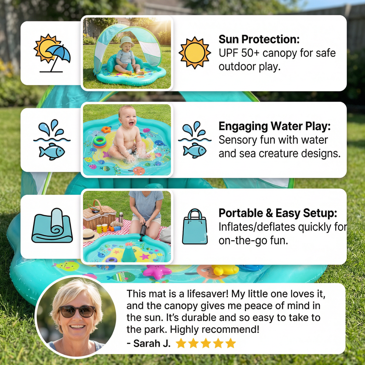 Inflatable Baby Splash Play Mat with Canopy β Water Play & Sun Protection for Toddlers