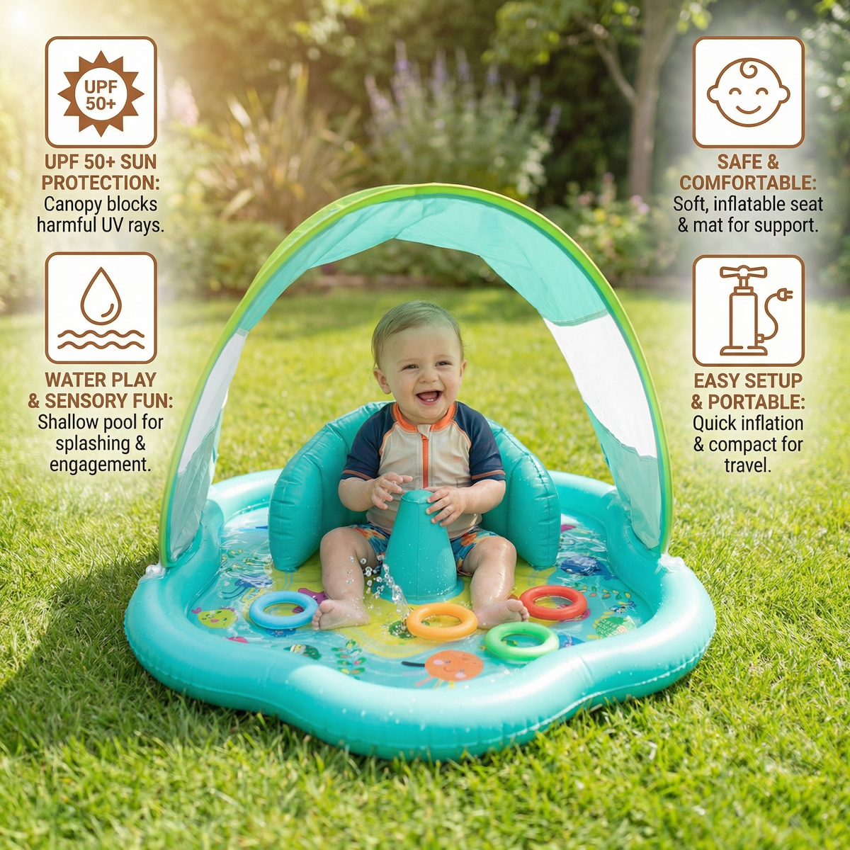 Inflatable Baby Splash Play Mat with Canopy β Water Play & Sun Protection for Toddlers
