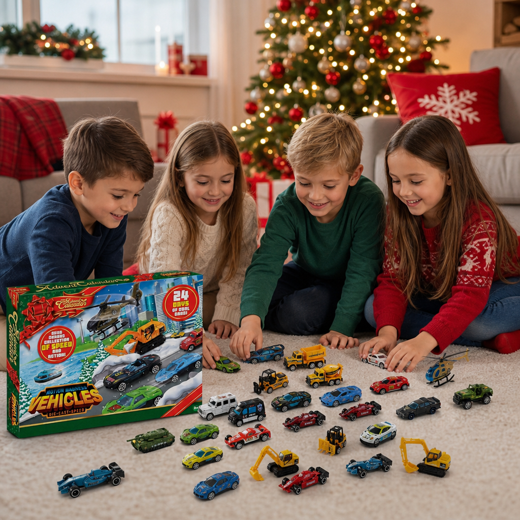 Advent Calendar with Die-Cast Cars for Christmas for Children