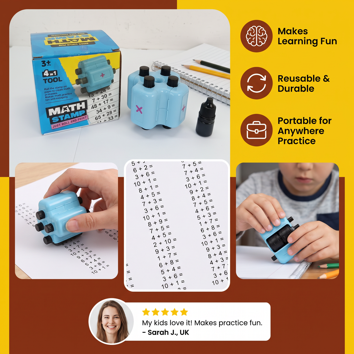 4-in-1 Math Roller Stamp β Addition, Subtraction, Multiplication & Division Practice