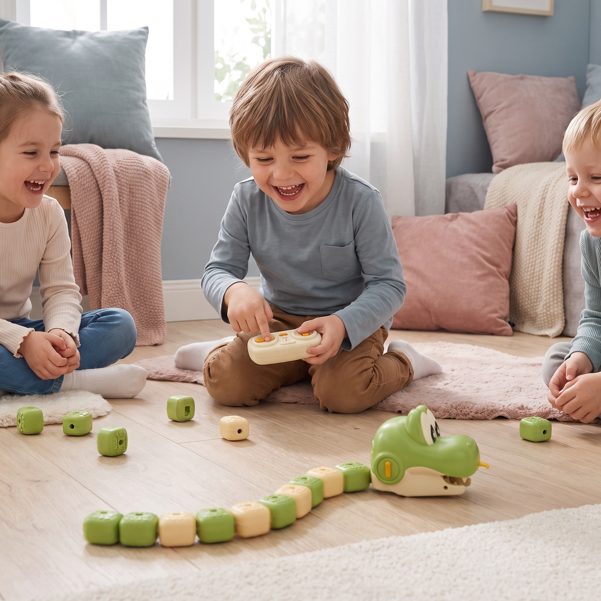 Interactive Growing Remote-Controlled Snake Toy STEM – Eats Blocks and Extends