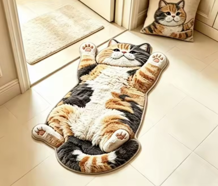 Chubby Tabby Cat Shaped Rug