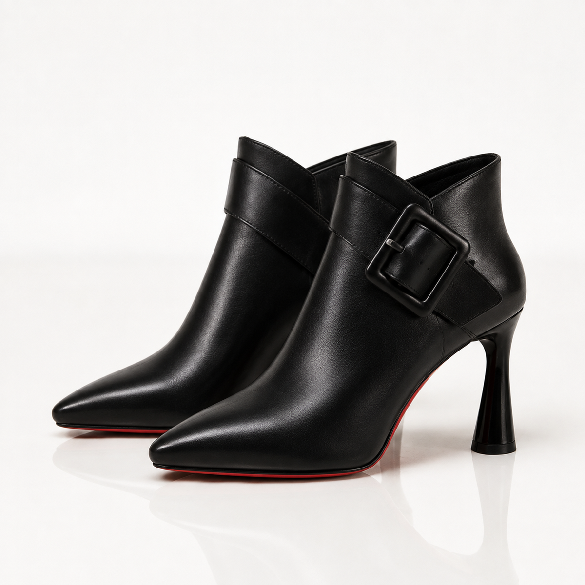 Leather Buckle Ankle Boots