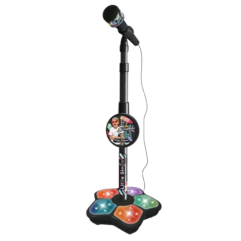 Height-Adjustable Karaoke Microphone with Illuminated Base Lights