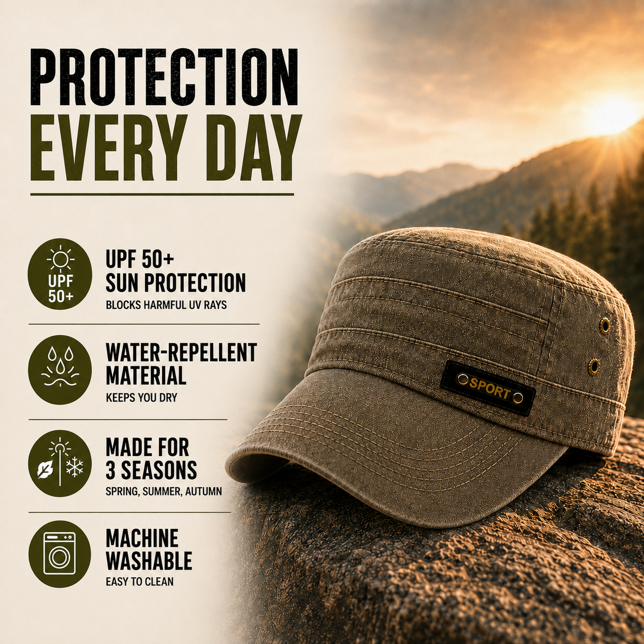 Nordspur | Brimfeld Flat Top Military-Style Sun Cap