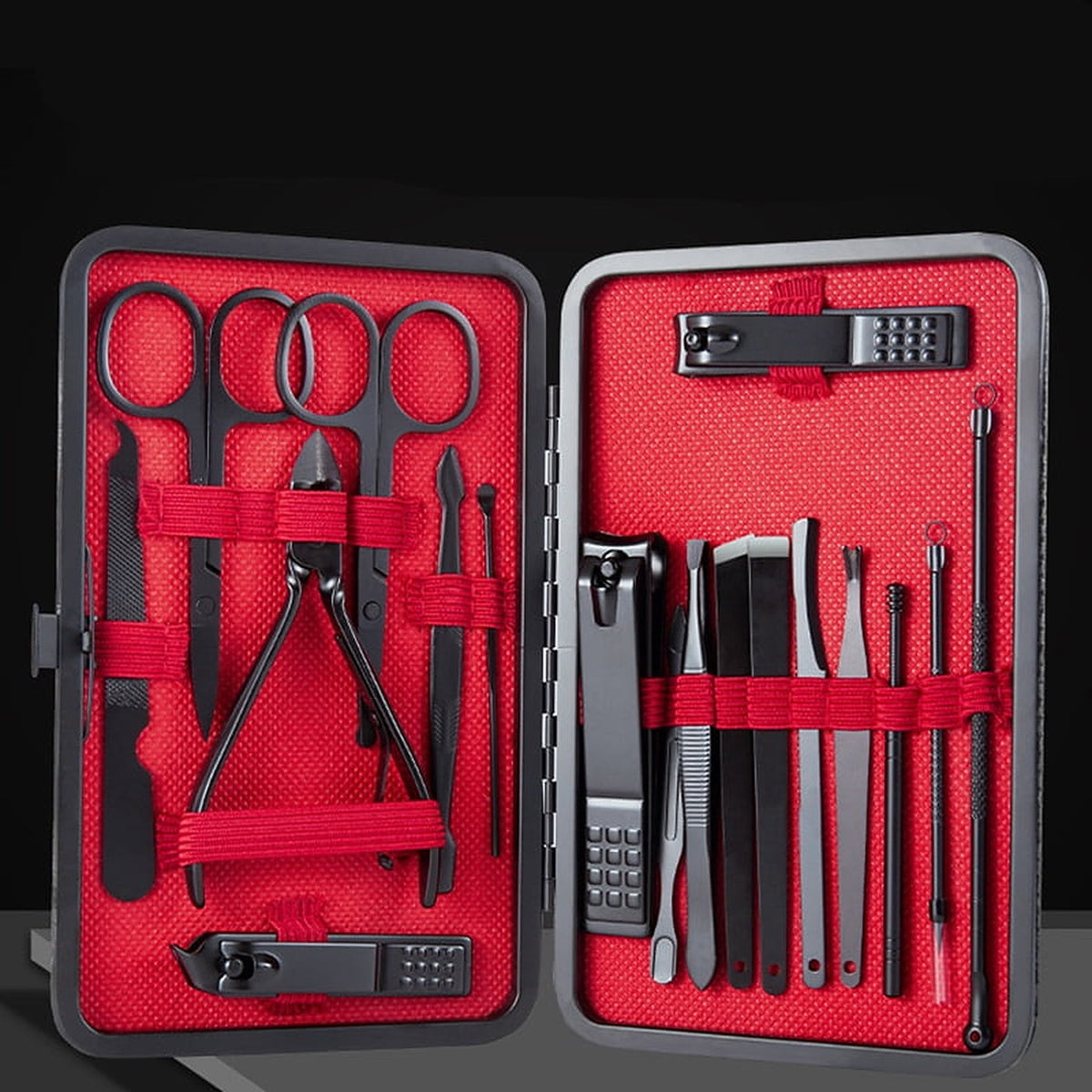 18 Piece Nail Clipper and Manicure Set with Hard Travel Case