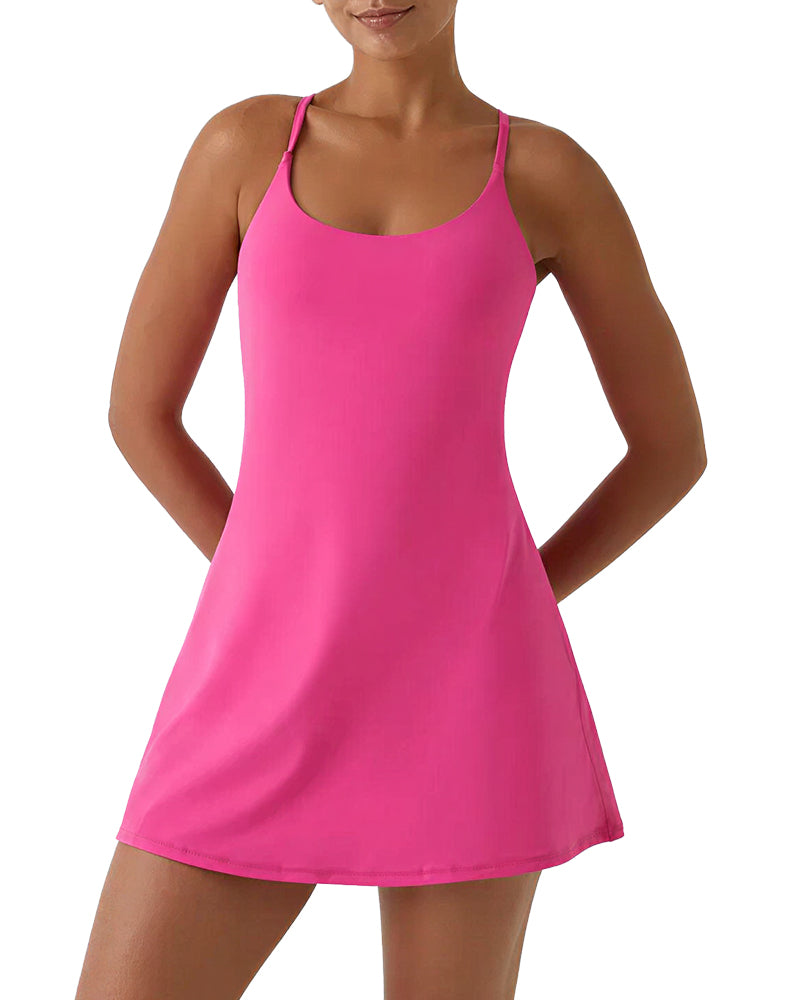Active Dress with Built-in Shorts & Pockets